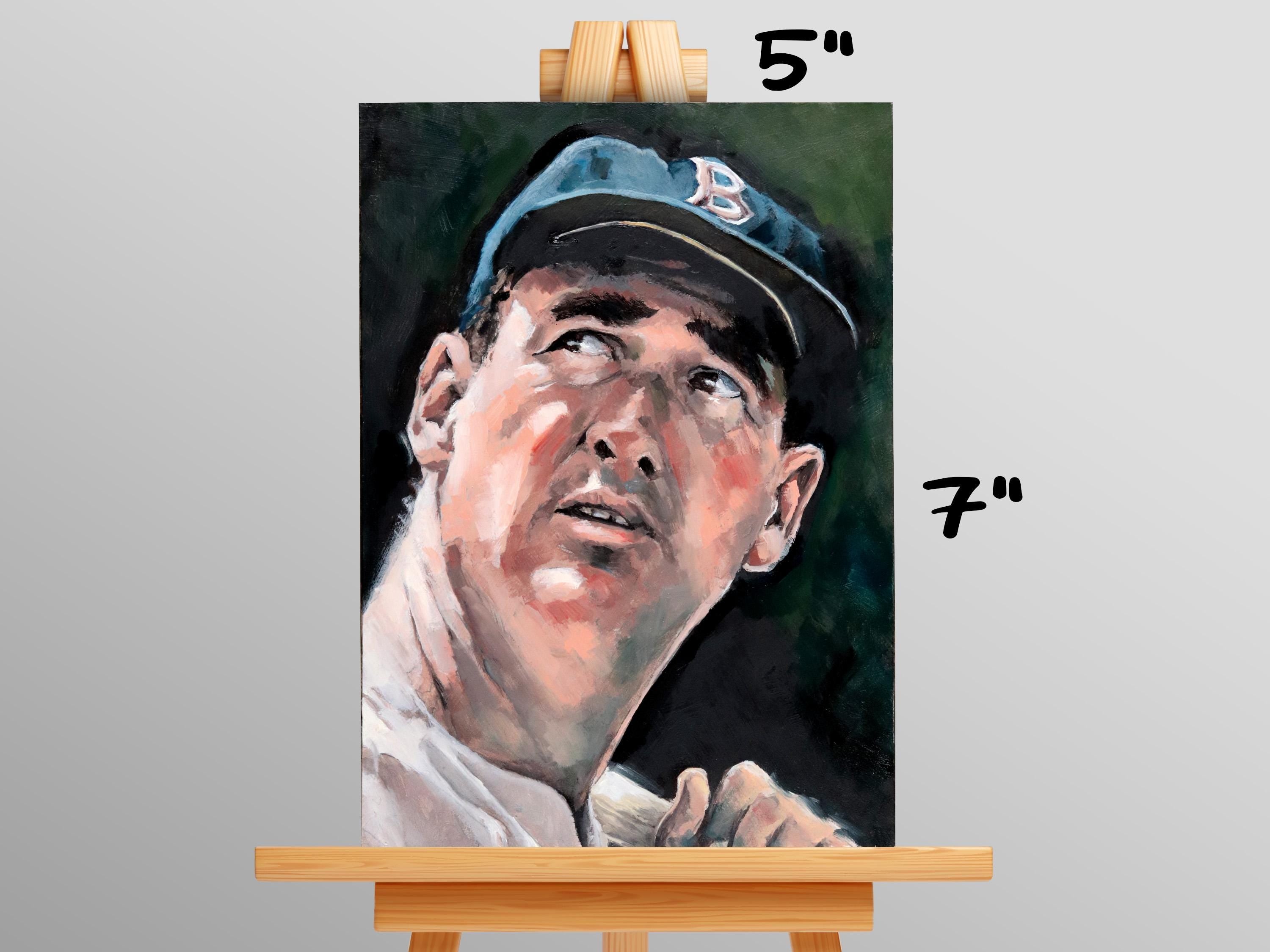 Ted Williams Boston Red Sox • baseball ORIGINAL OIL PAINTING 5x7