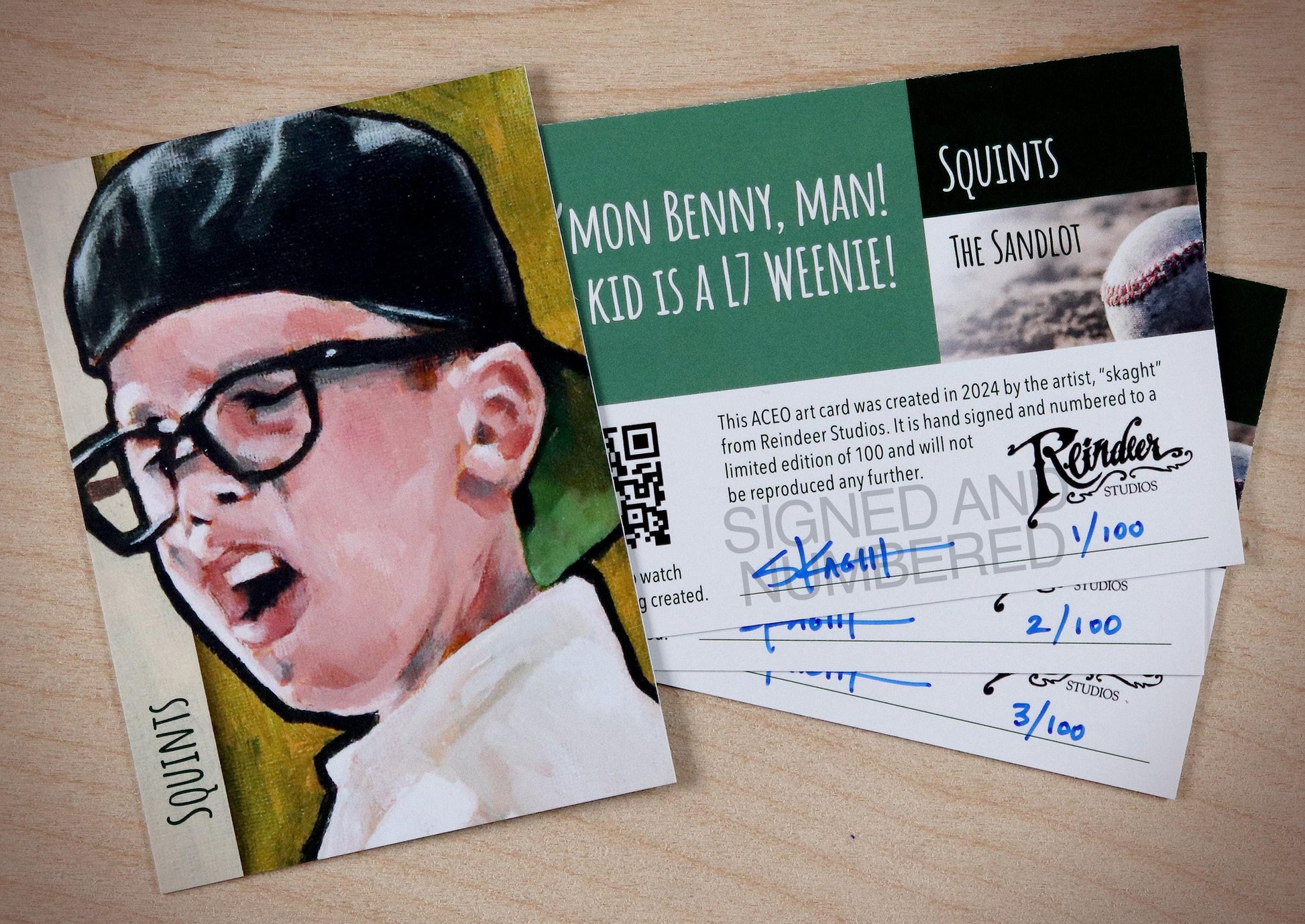 The Sandlot Squints Palledorous Chauncey Leopardi ACEO Limited Edition Baseball Art Card