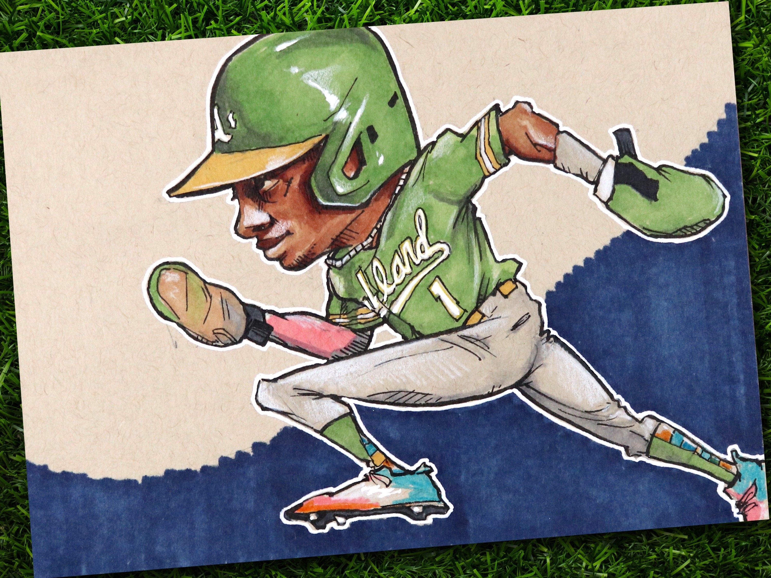 Esteury Ruiz Oakland Athletics • Baseball Original Marker Drawing 7x5