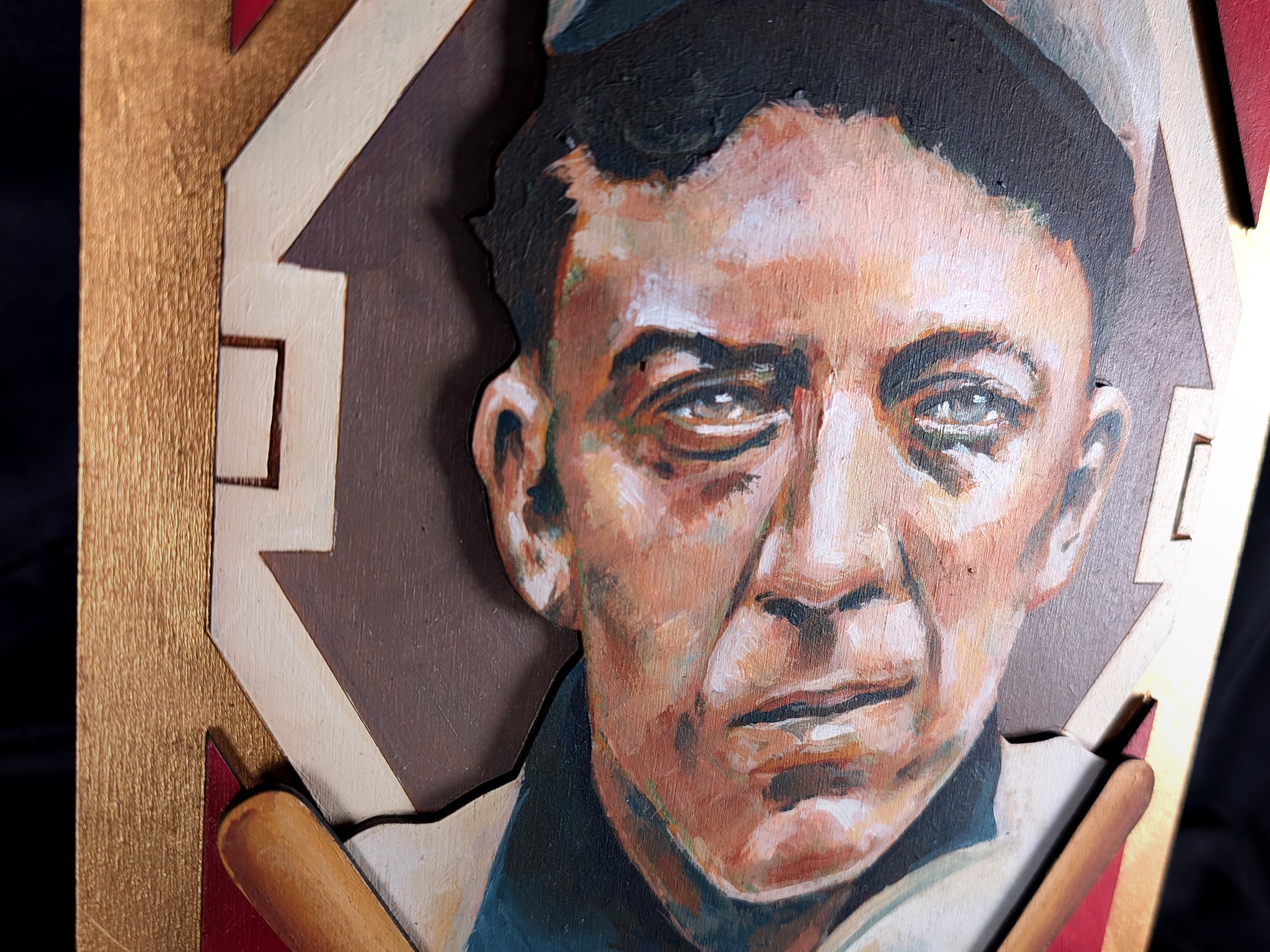 Addie Joss Cleveland Naps • T205 inspired baseball ORIGINAL PARALLAX PAINTING 8.5x15