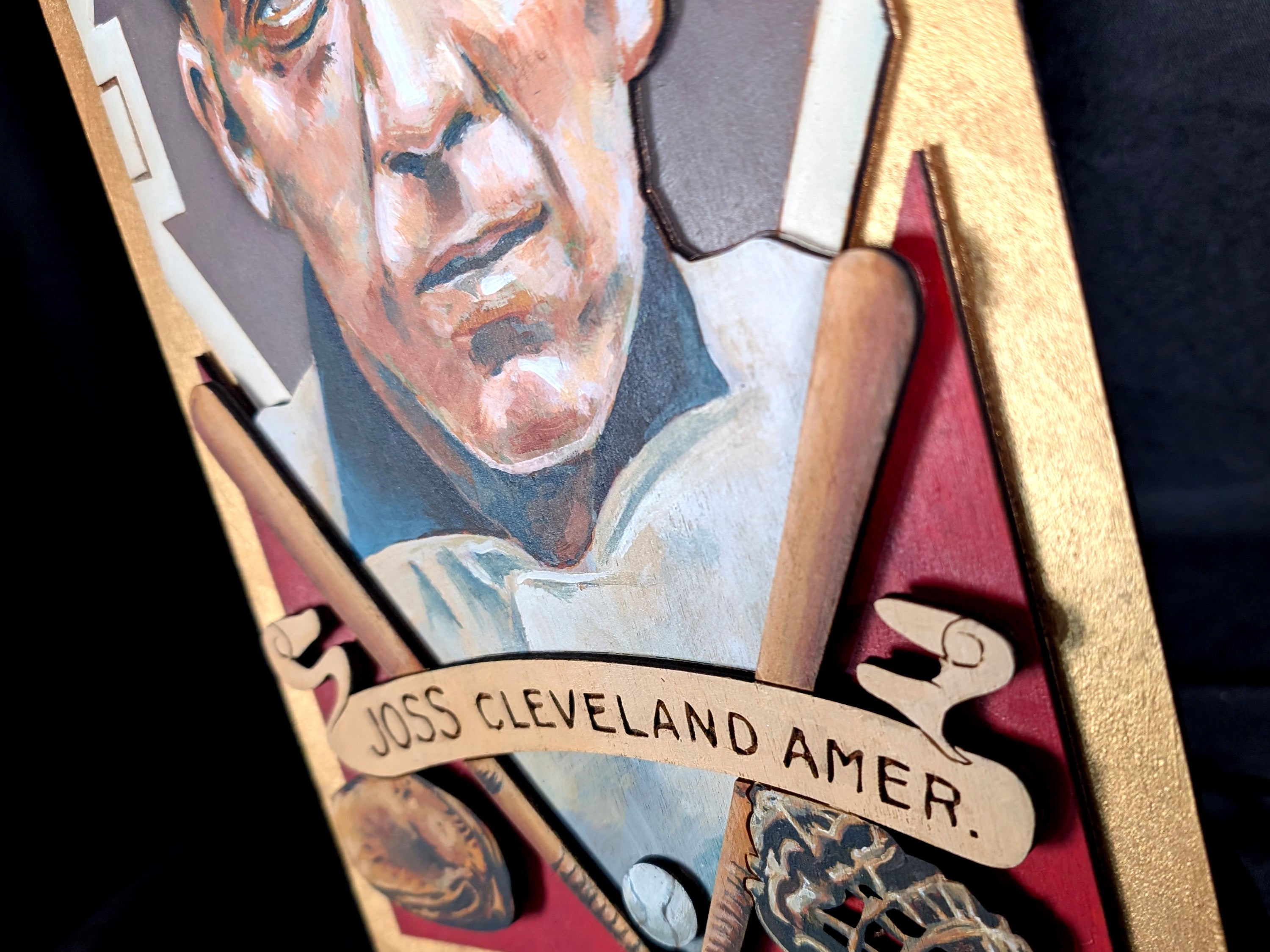 Addie Joss Cleveland Naps • T205 inspired baseball ORIGINAL PARALLAX PAINTING 8.5x15