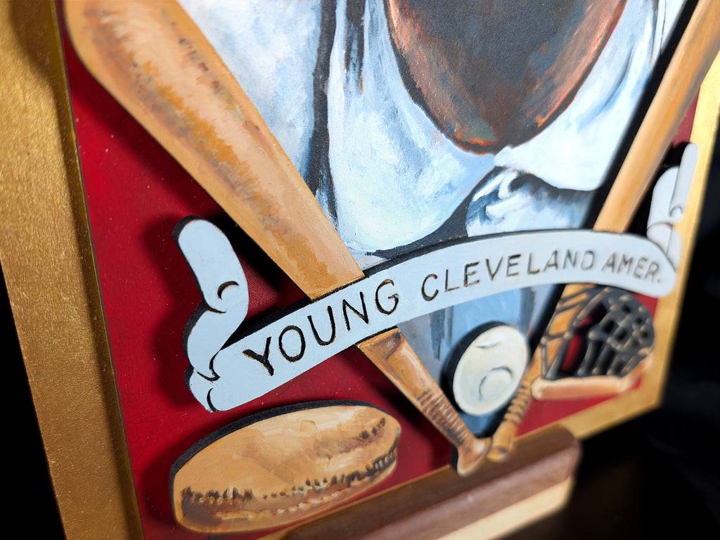 Cy Young Cleveland Naps • T205 inspired baseball ORIGINAL PARALLAX PAINTING 8.5x15