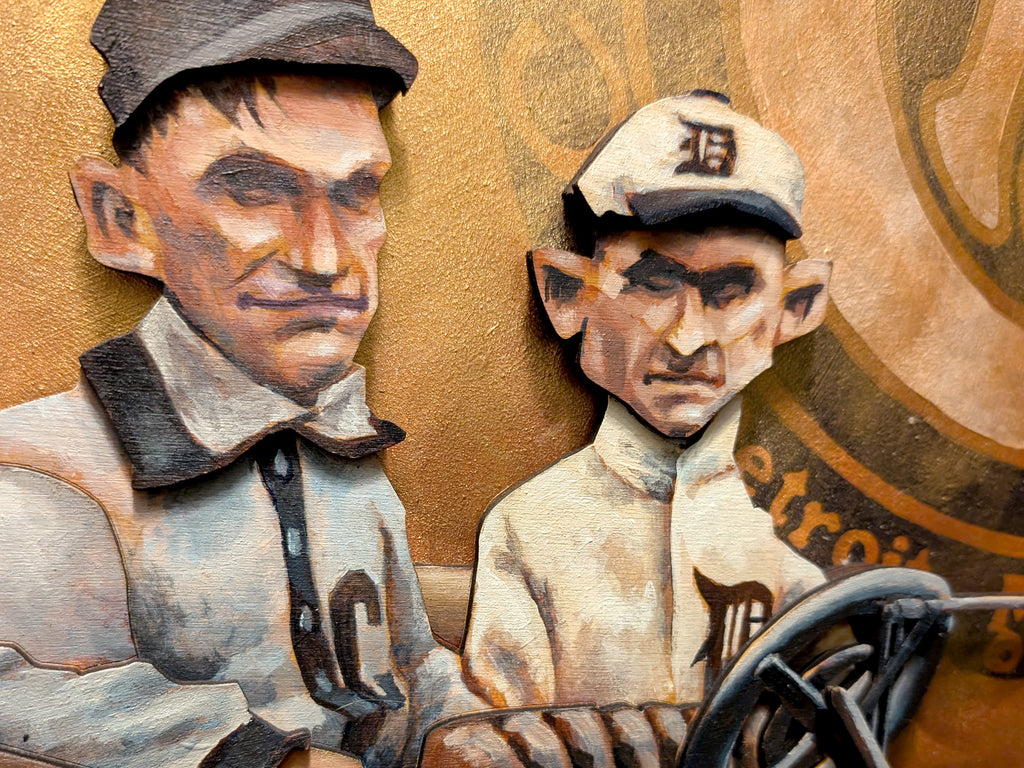Ty Cobb Nap Lajoie Chalmers Race • ORIGINAL PARALLAX PAINTING 18"x24"