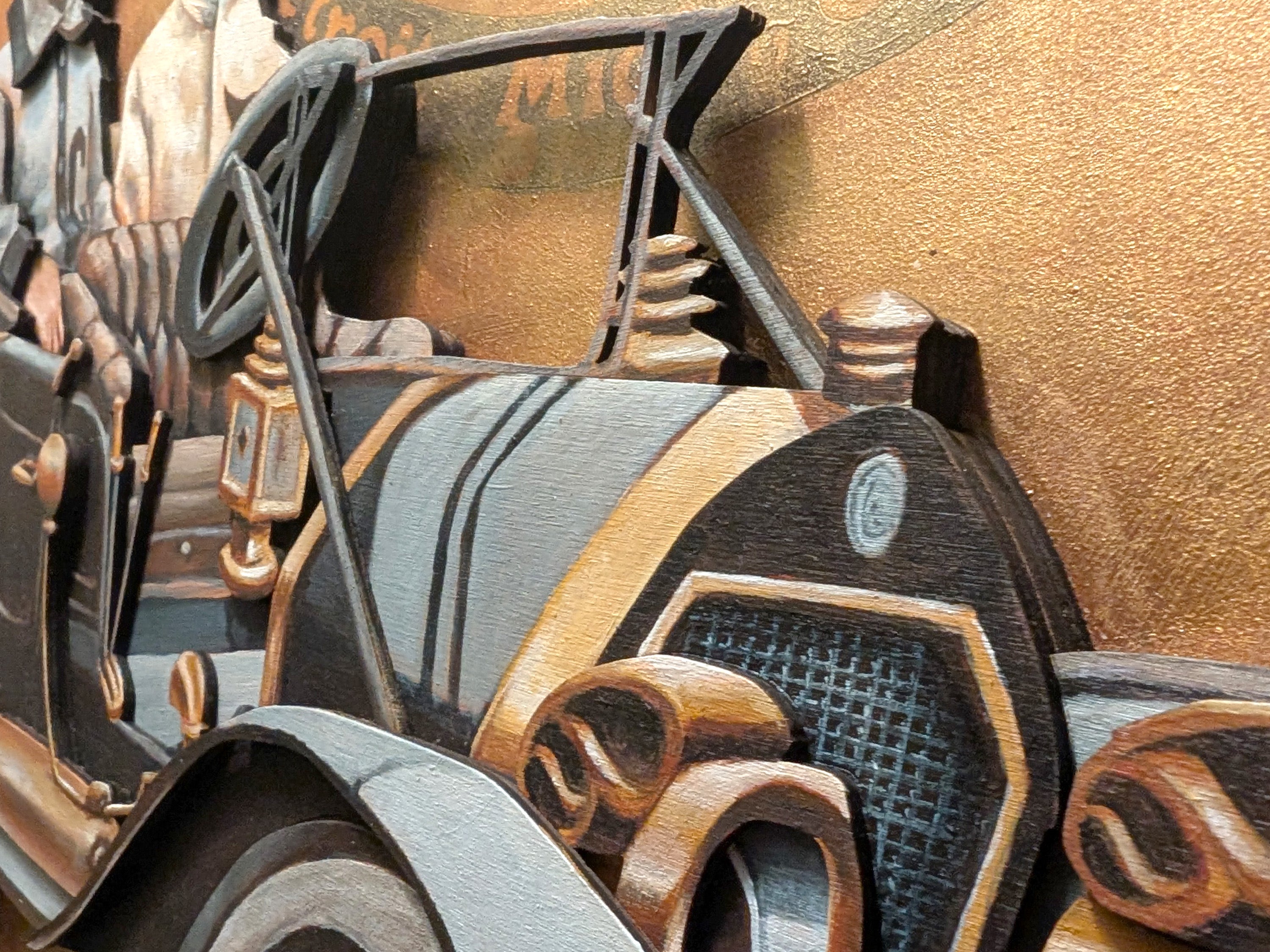 Ty Cobb Nap Lajoie Chalmers Race • ORIGINAL PARALLAX PAINTING 18"x24"