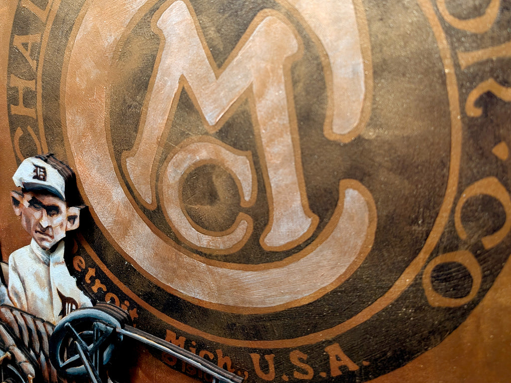 Ty Cobb Nap Lajoie Chalmers Race • ORIGINAL PARALLAX PAINTING 18"x24"