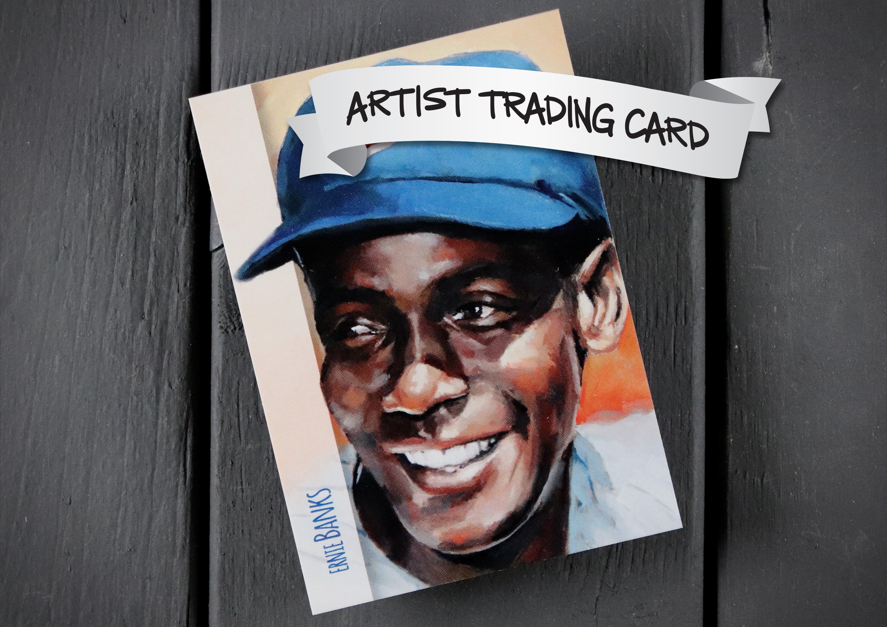 Ernie Banks ACEO Limited Edition Baseball Art Card Chicago Cubs