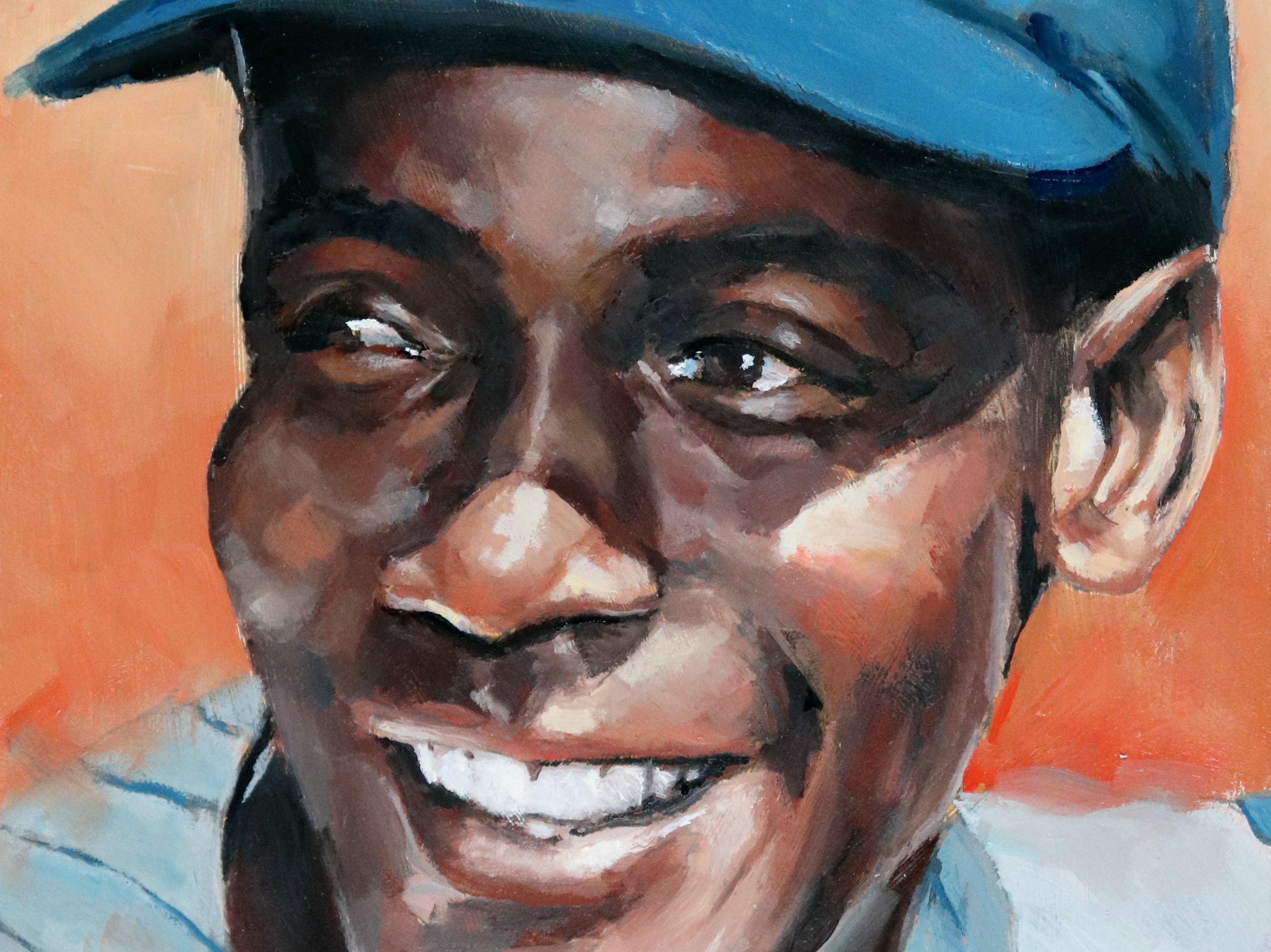 Ernie Banks Chicago Cubs • baseball ORIGINAL OIL PAINTING 5x7