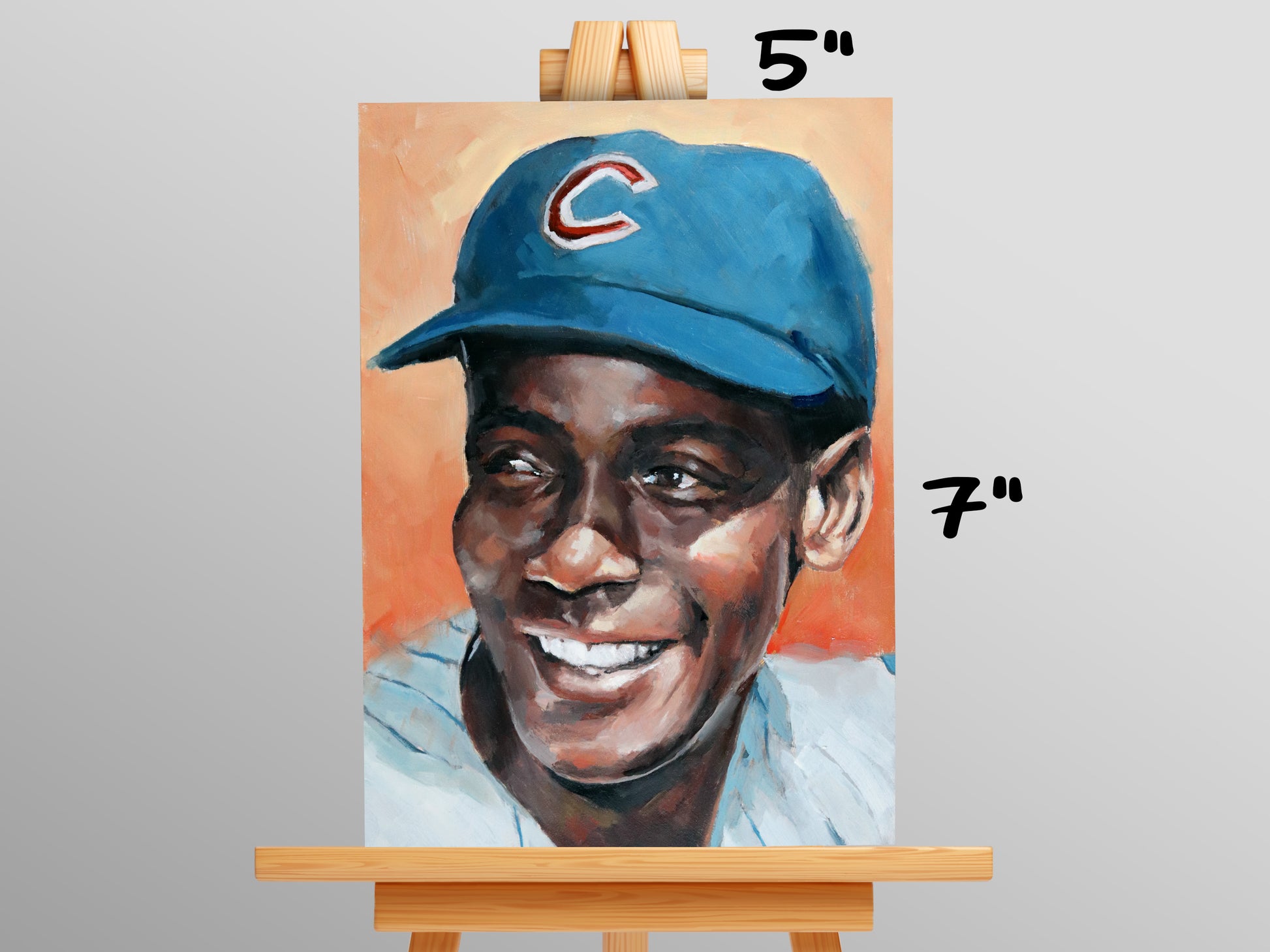 Ernie Banks Chicago Cubs • baseball ORIGINAL OIL PAINTING 5x7