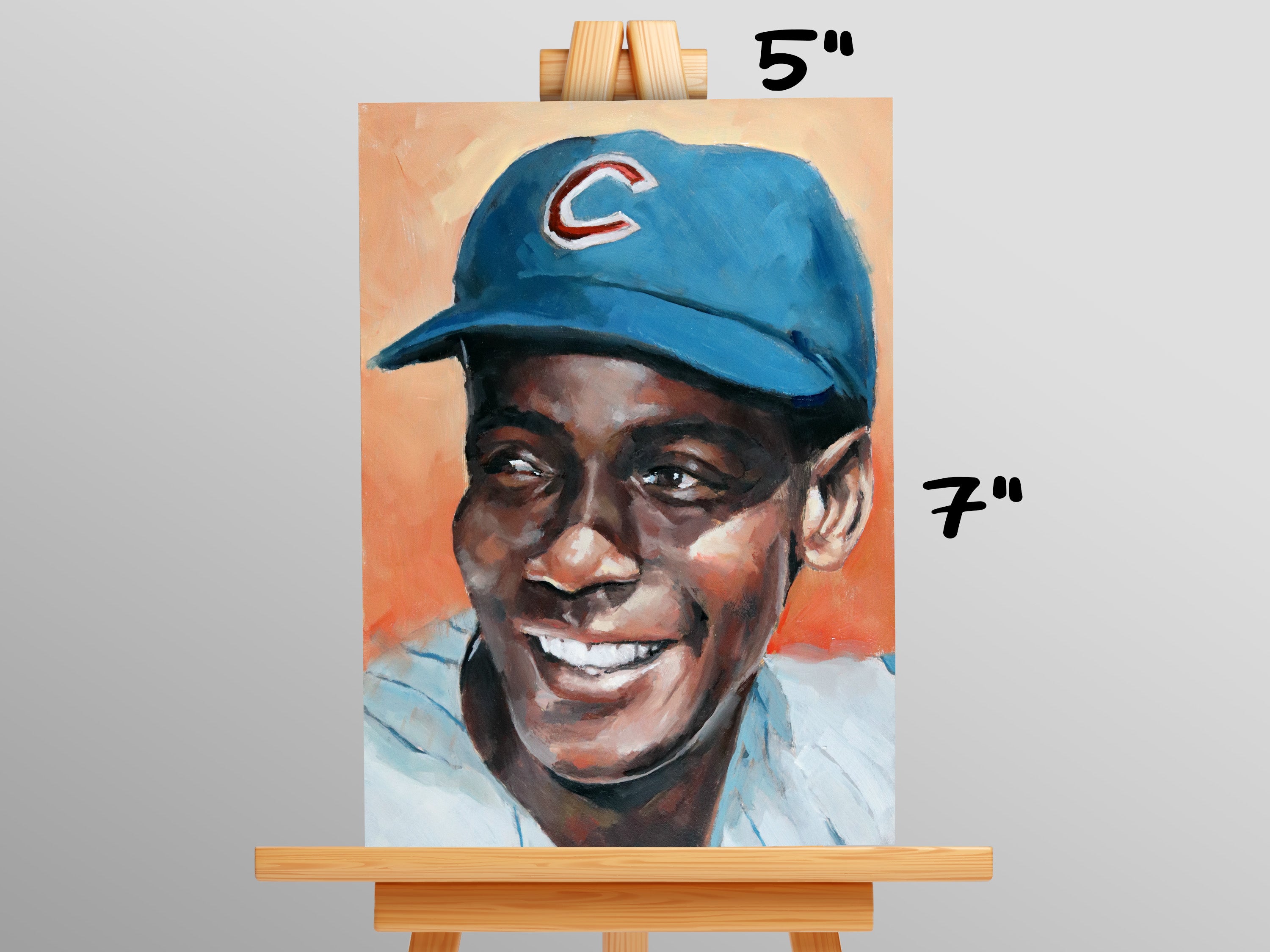 Ernie Banks Chicago Cubs • baseball ORIGINAL OIL PAINTING 5x7