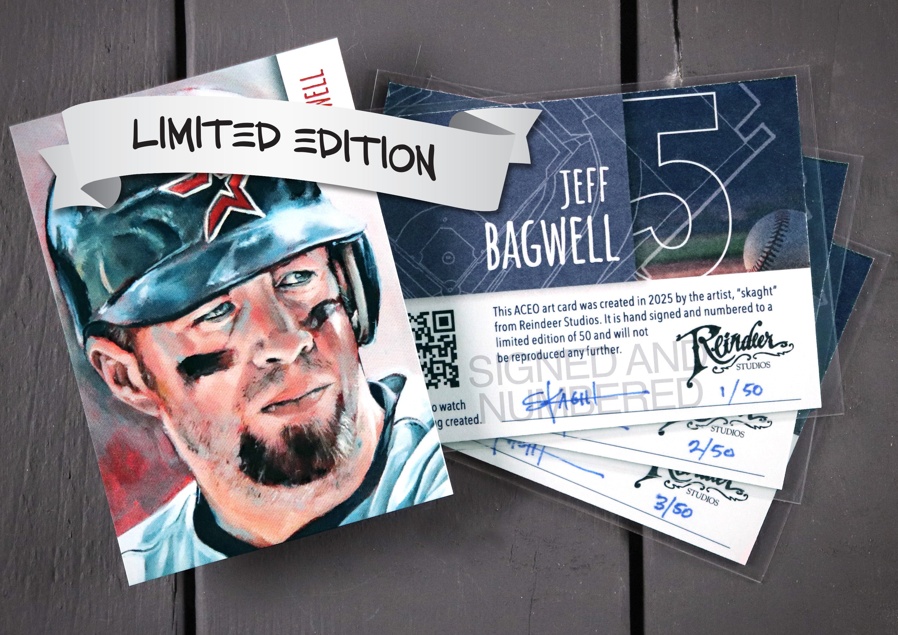 Jeff Bagwell ACEO Limited Edition Baseball Art Card Houston Astros
