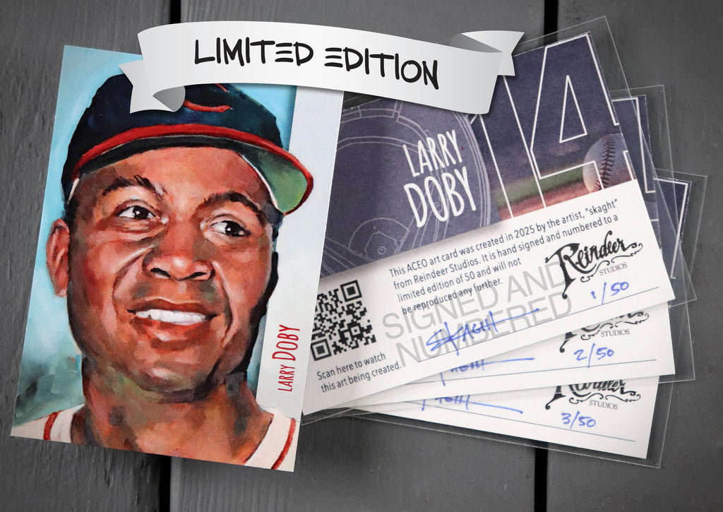 Larry Doby ACEO Limited Edition Baseball Art Card Cleveland Indians Guardians