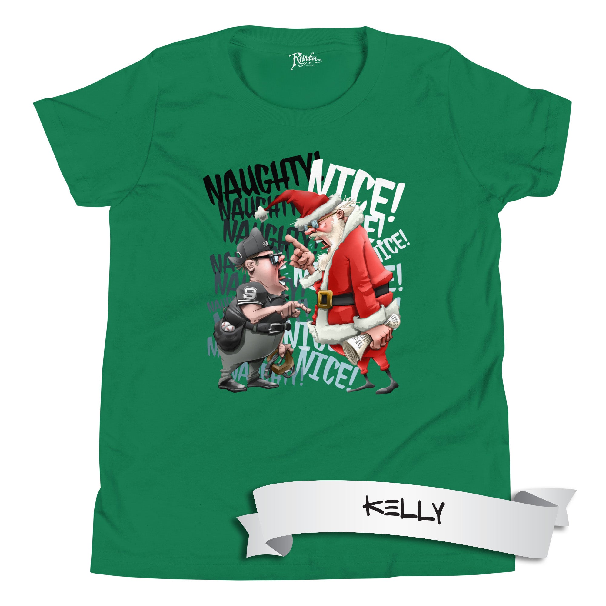 Naughty or Nice Christmas Baseball Youth Short Sleeve T-Shirt