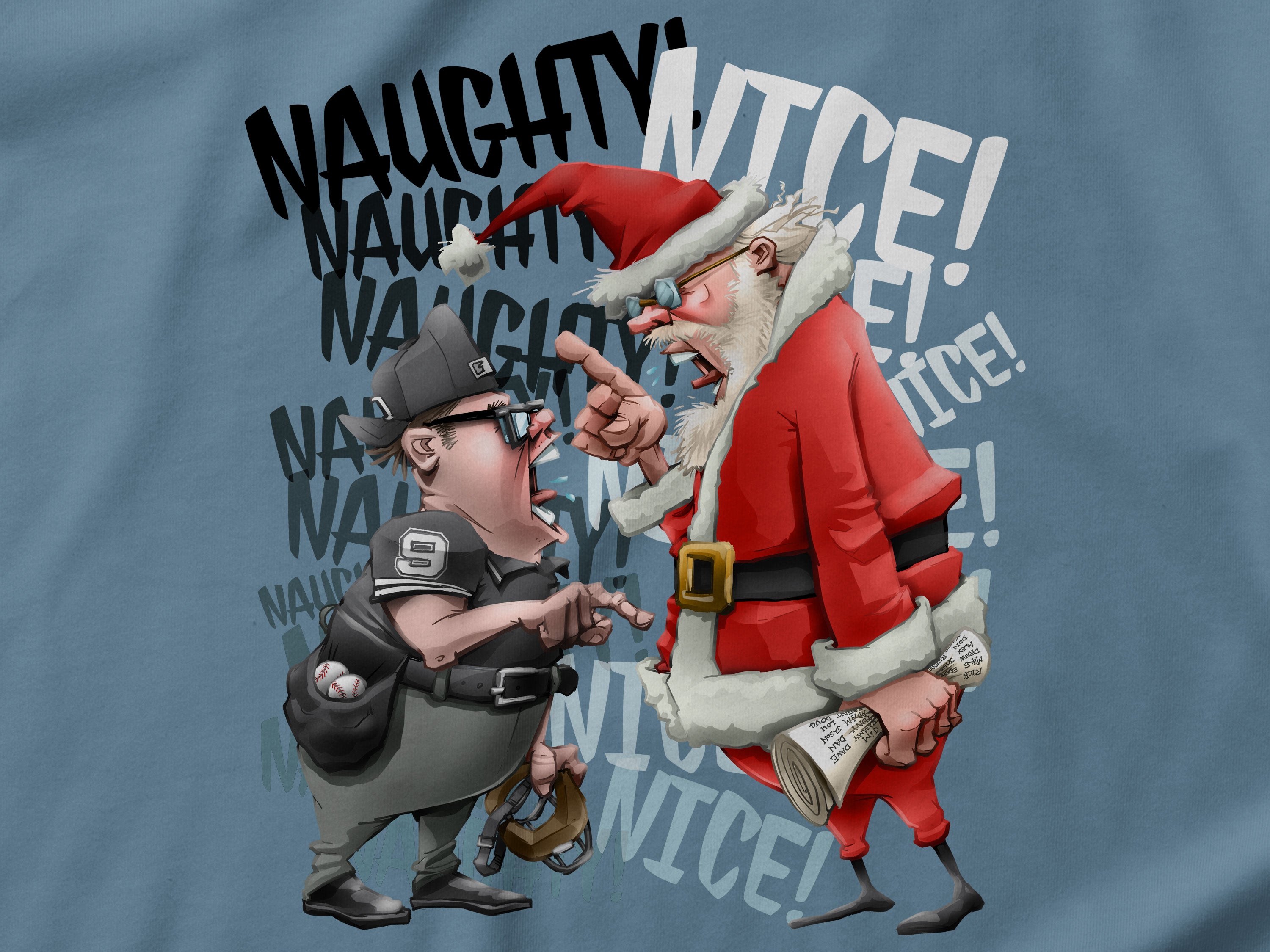 Naughty or Nice Christmas Baseball Unisex t-shirt
