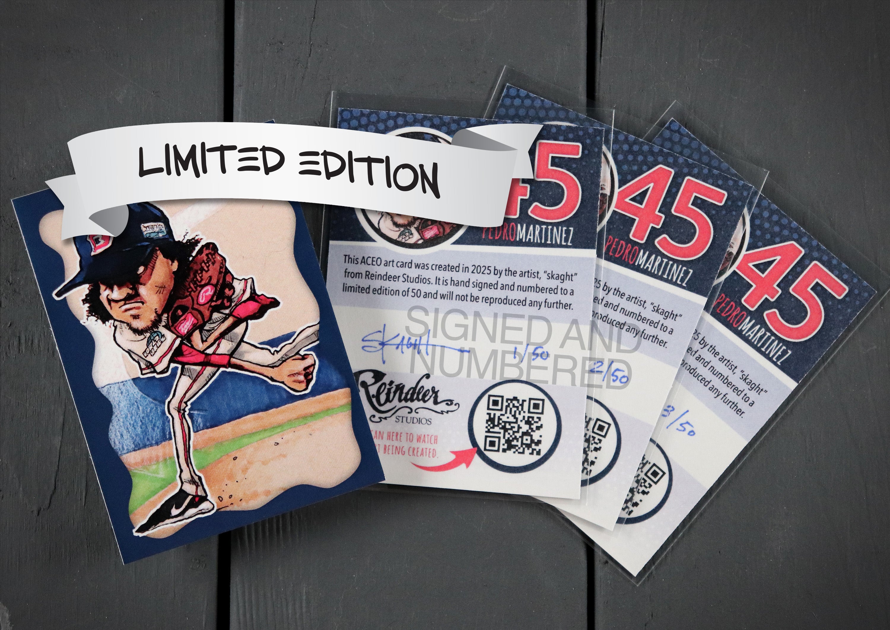 Pedro Martinez ACEO Limited Edition Baseball Art Card Boston Red Sox