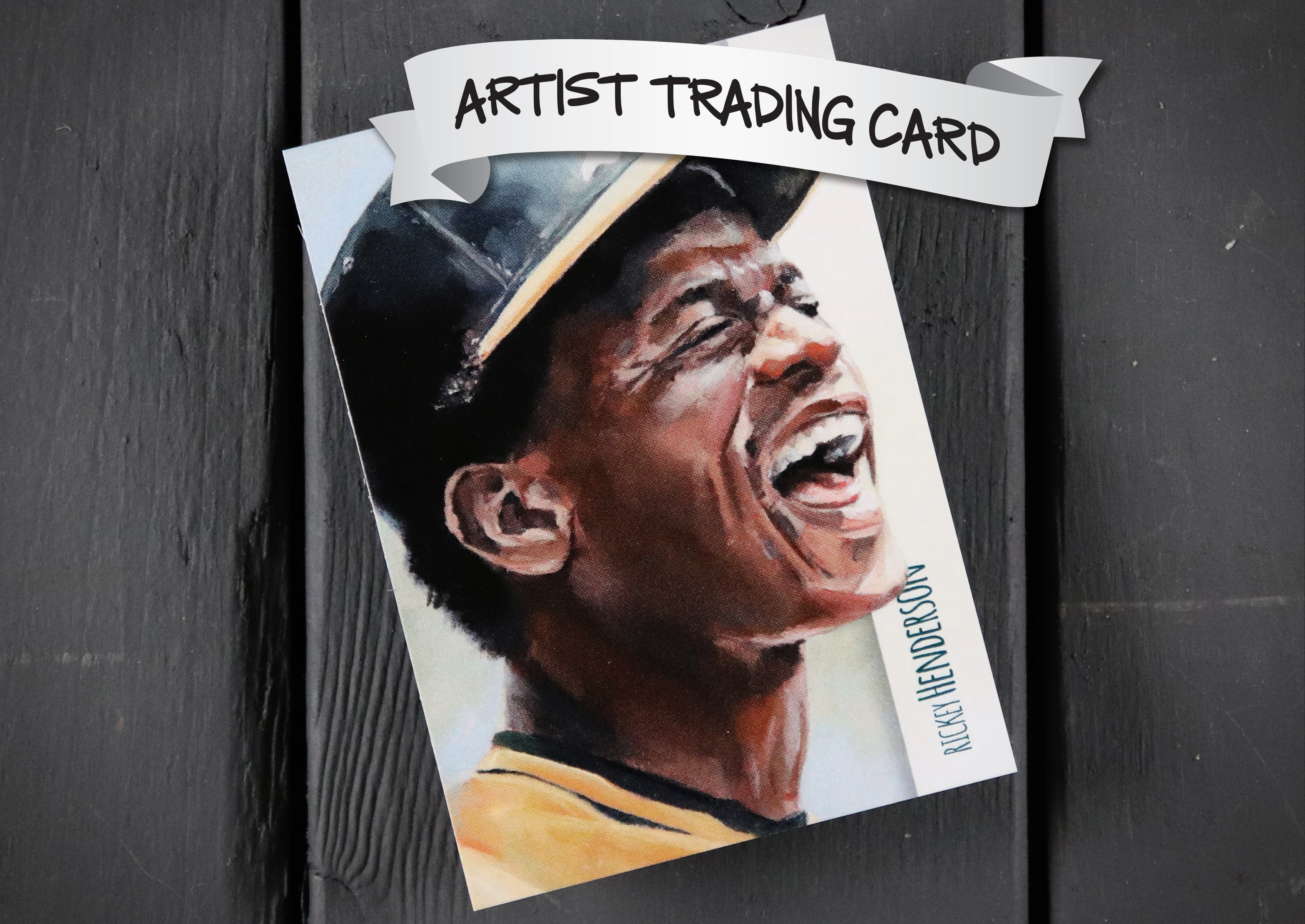 Rickey Henderson ACEO Limited Edition Baseball Art Card Oakland Athletics