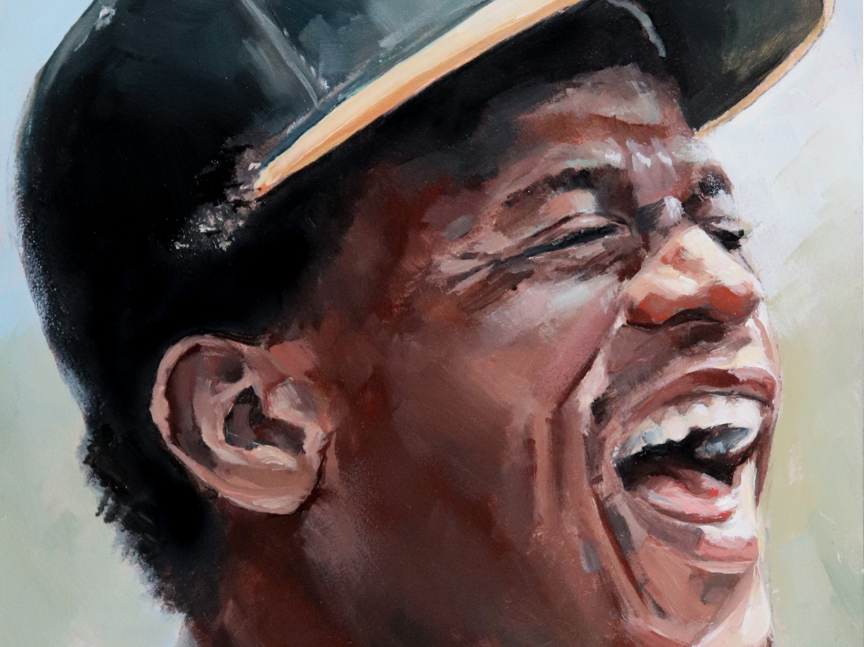 Rickey Henderson Oakland Athletics • baseball ORIGINAL OIL PAINTING 5x7