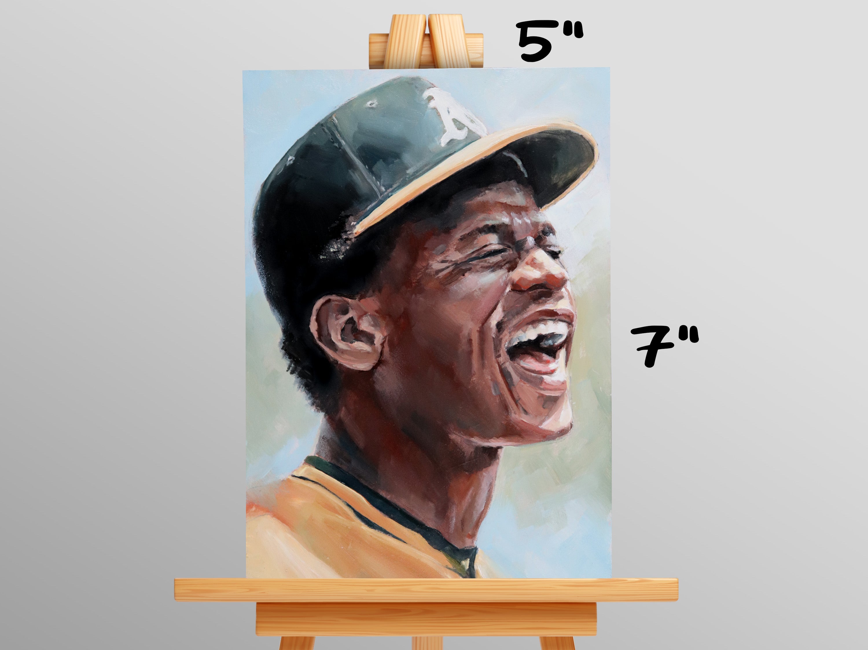 Rickey Henderson Oakland Athletics • baseball ORIGINAL OIL PAINTING 5x7
