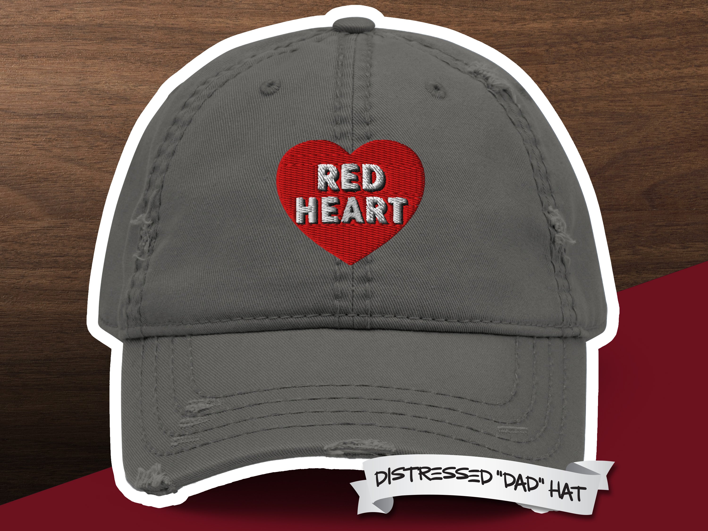 Red Heart Distressed Dad Hat