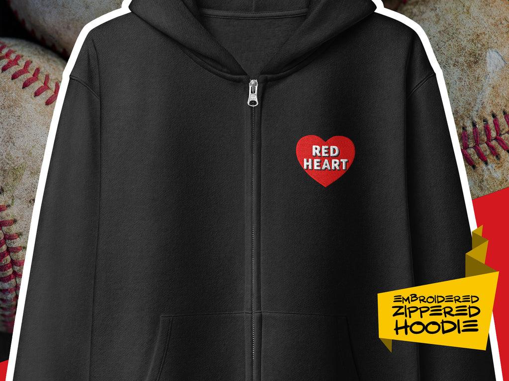 1954 Red Heart Dog Food Baseball Vintage Logo Unisex Embroidered Zip-up Hoodie