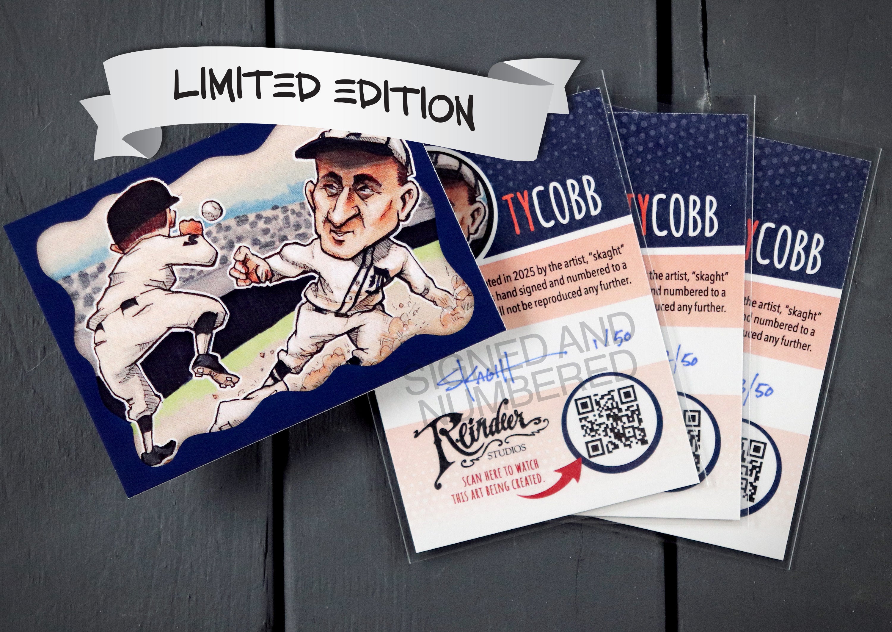 Ty Cobb ACEO Limited Edition Baseball Art Card Detroit Tigers