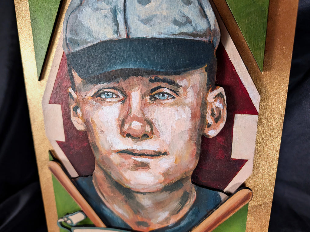 Walter Johnson Washington Senators • T205 inspired baseball ORIGINAL PARALLAX PAINTING 8.5x15