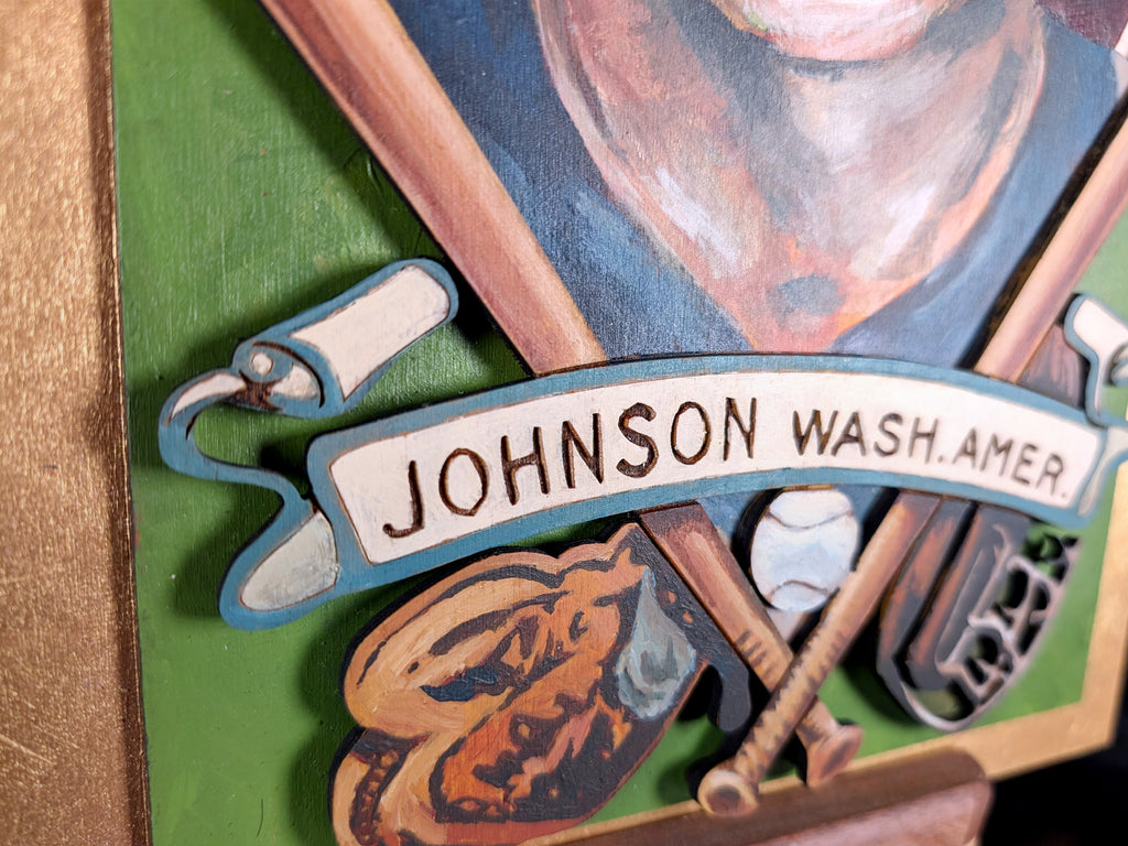 Walter Johnson Washington Senators • T205 inspired baseball ORIGINAL PARALLAX PAINTING 8.5x15