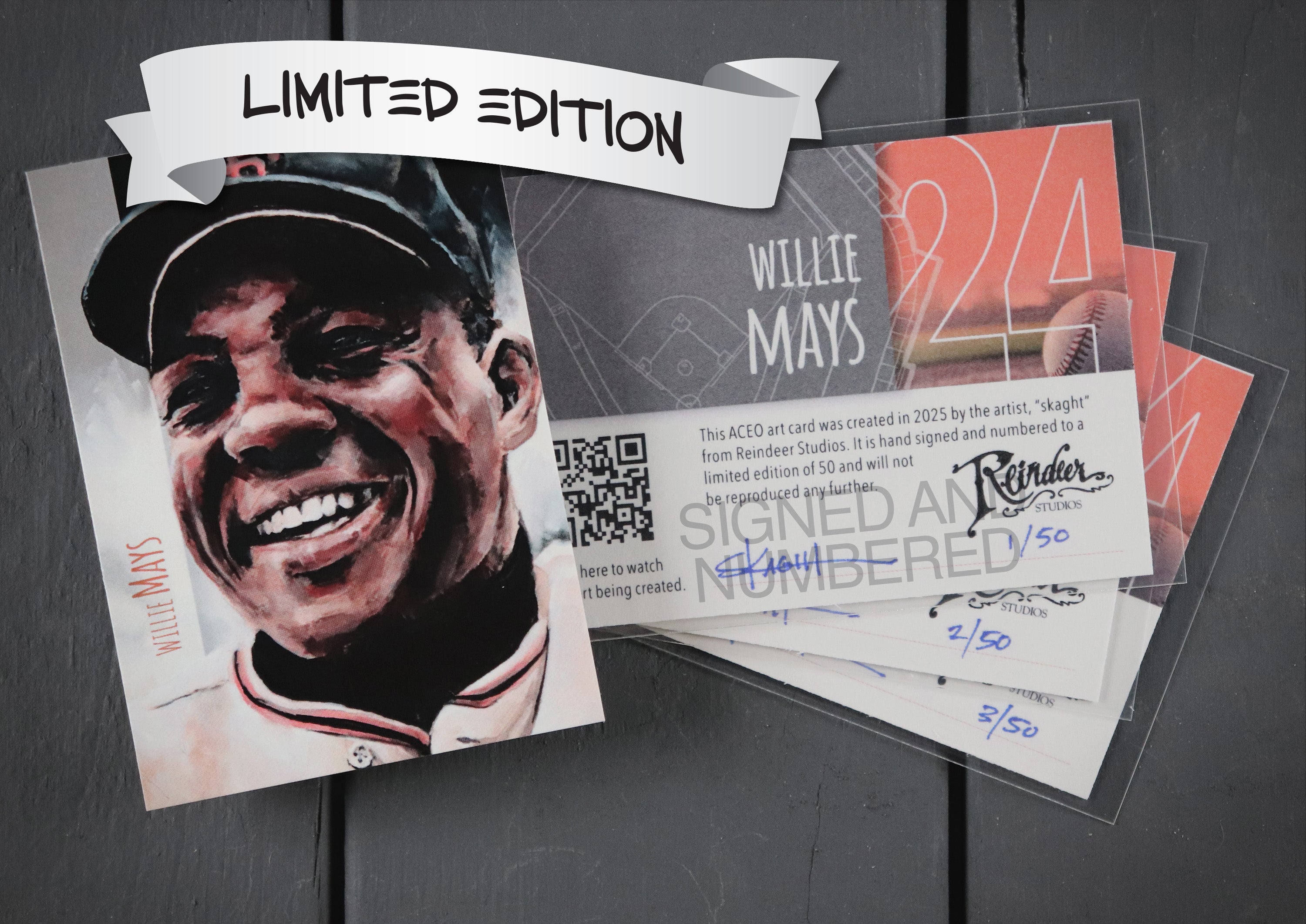 Willie Mays ACEO Limited Edition Baseball Art Card New York San Francisco Giants