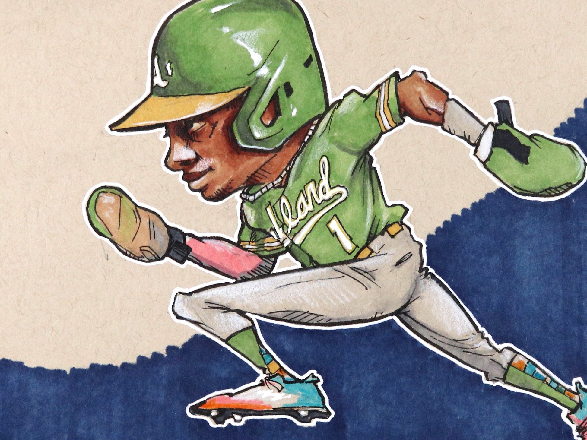 Esteury Ruiz Oakland Athletics • Baseball Original Marker Drawing 7x5