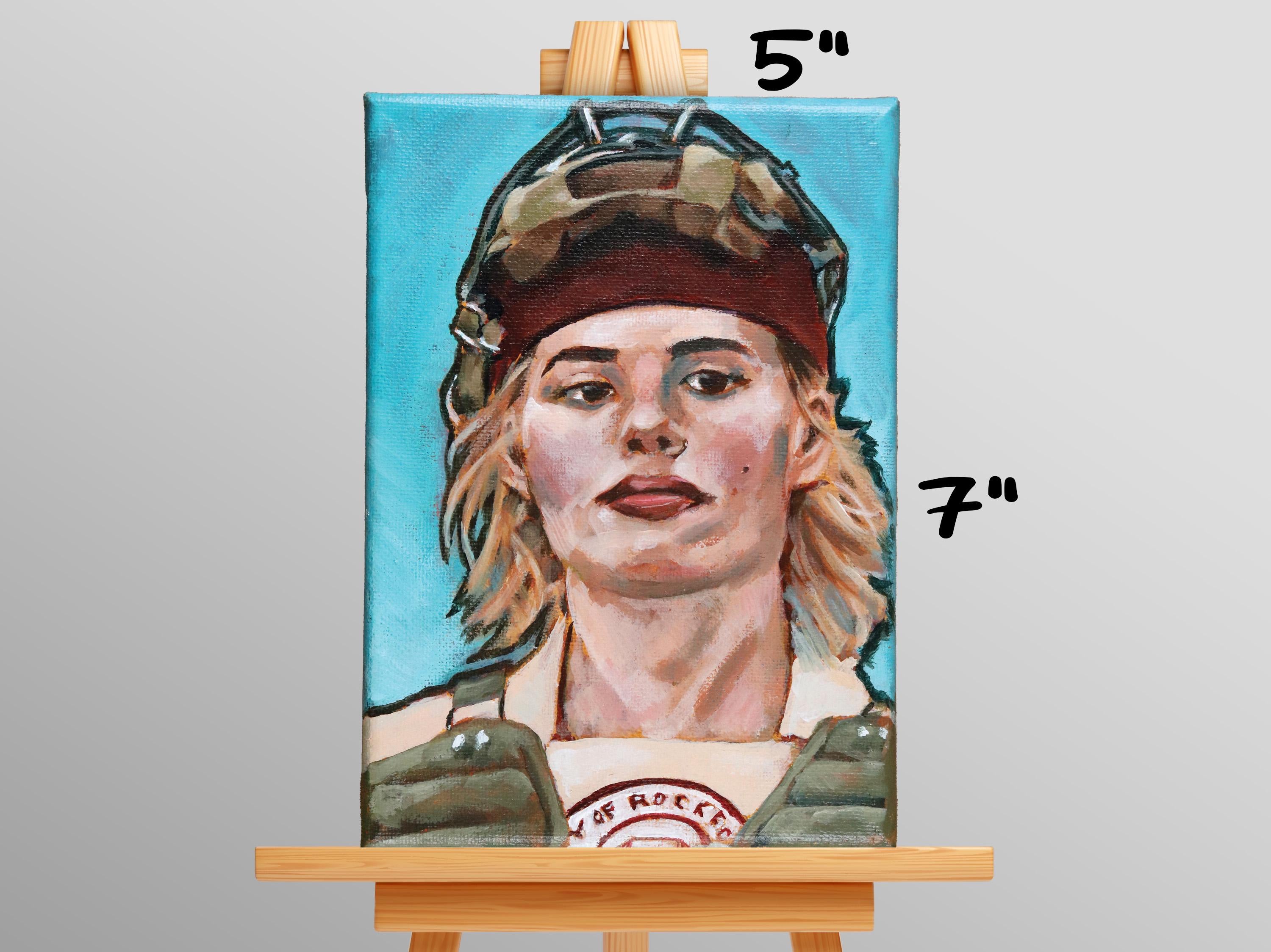Dottie Hinson A League of Their Own Geena Davis • baseball original acrylic painting on canvas 5x7