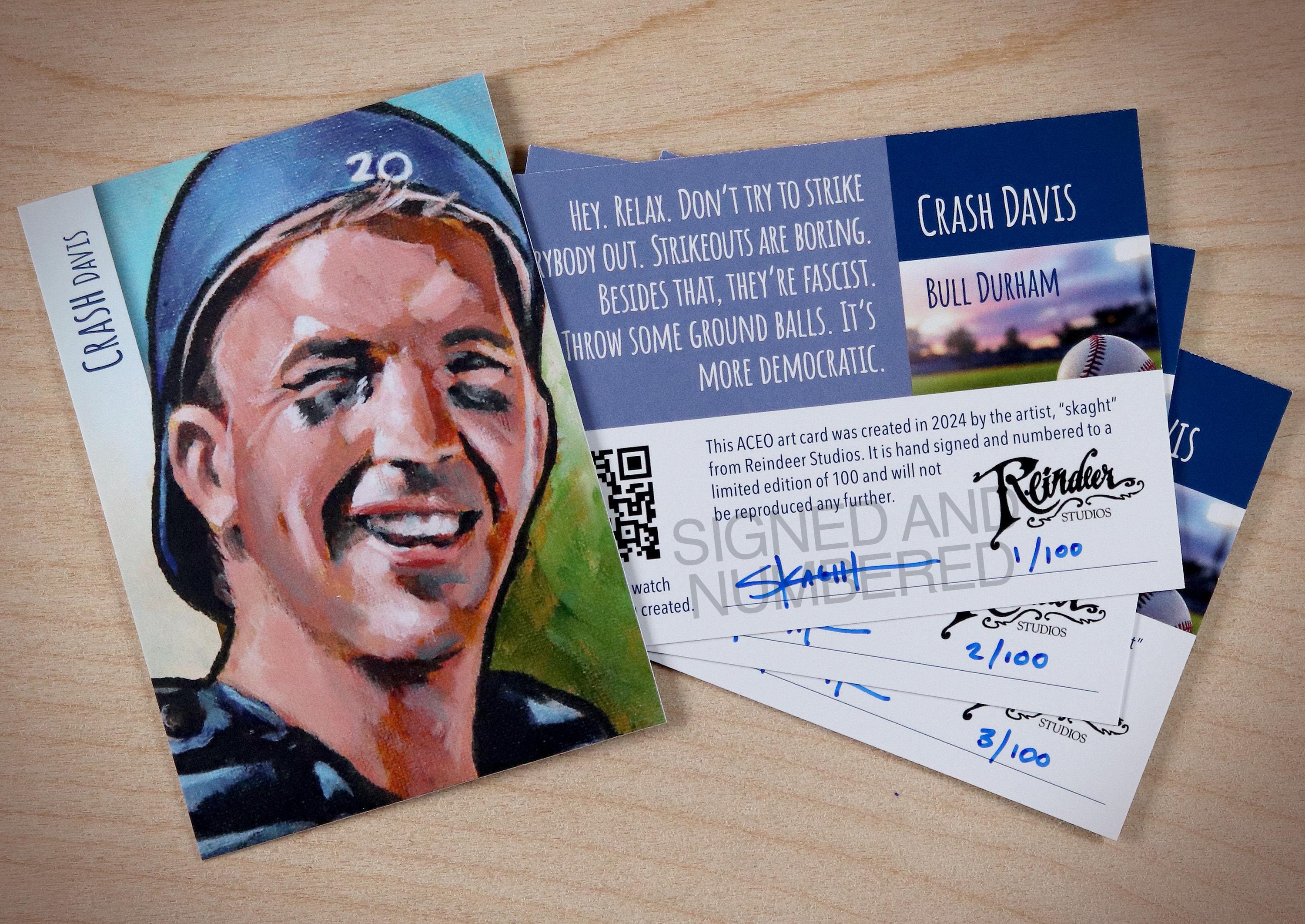 Bull Durham Crash Davis Kevin Costner ACEO Limited Edition Baseball Art Card