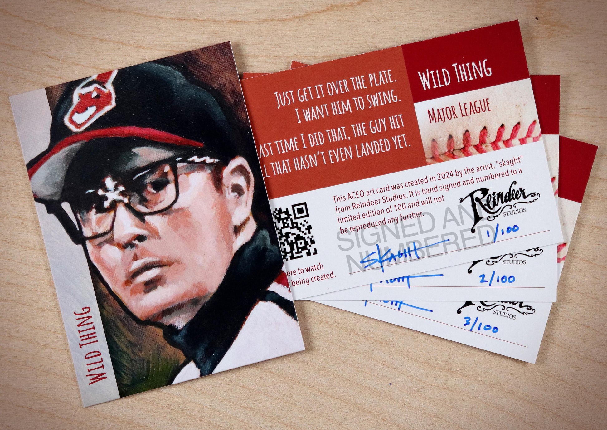 Major League Rick Wild Thing Vaughn Charlie Sheen ACEO Limited Edition Baseball Art Card