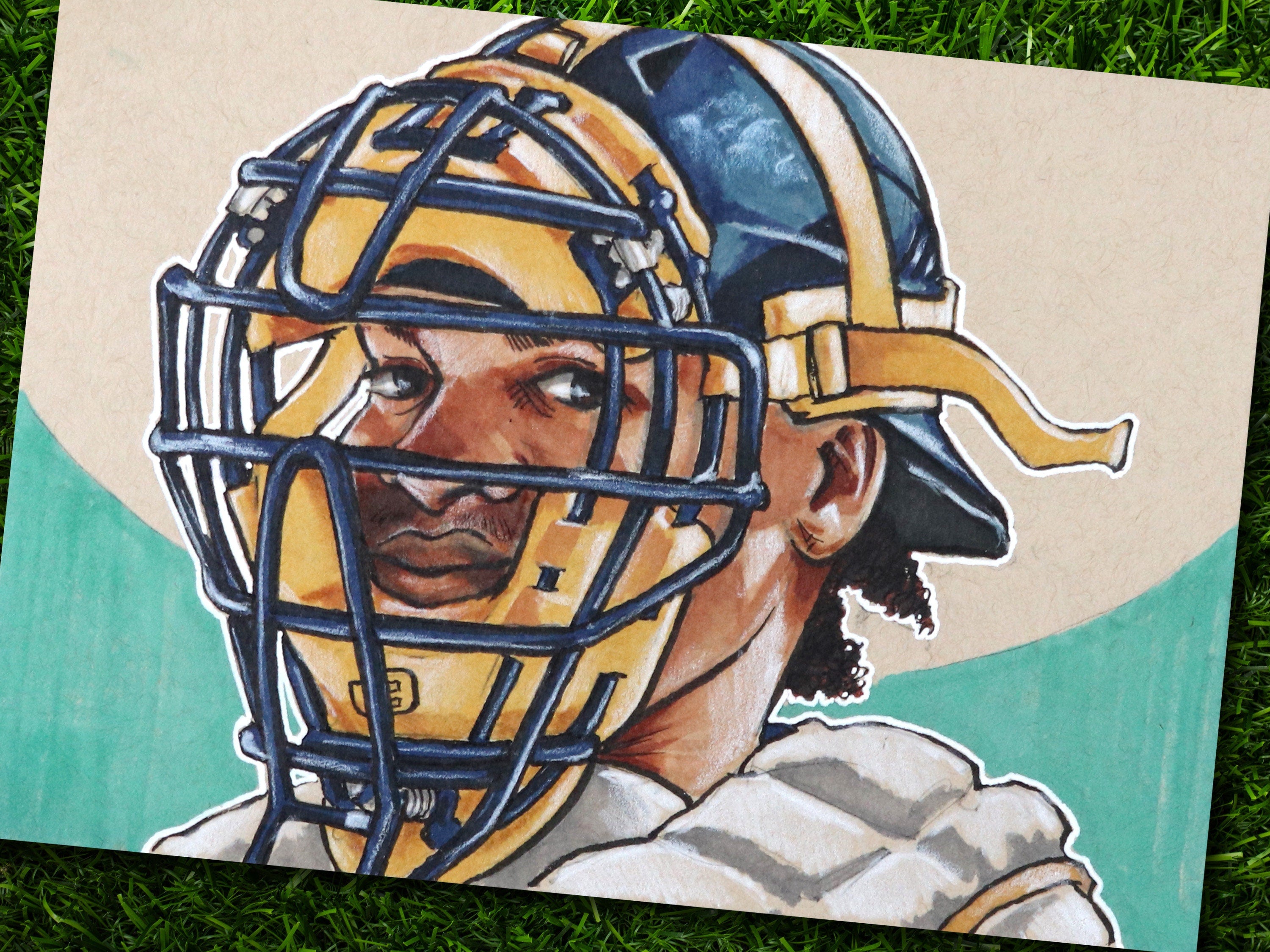 William Contreras Milwaukee Brewers • Baseball Original Marker Drawing 7x5