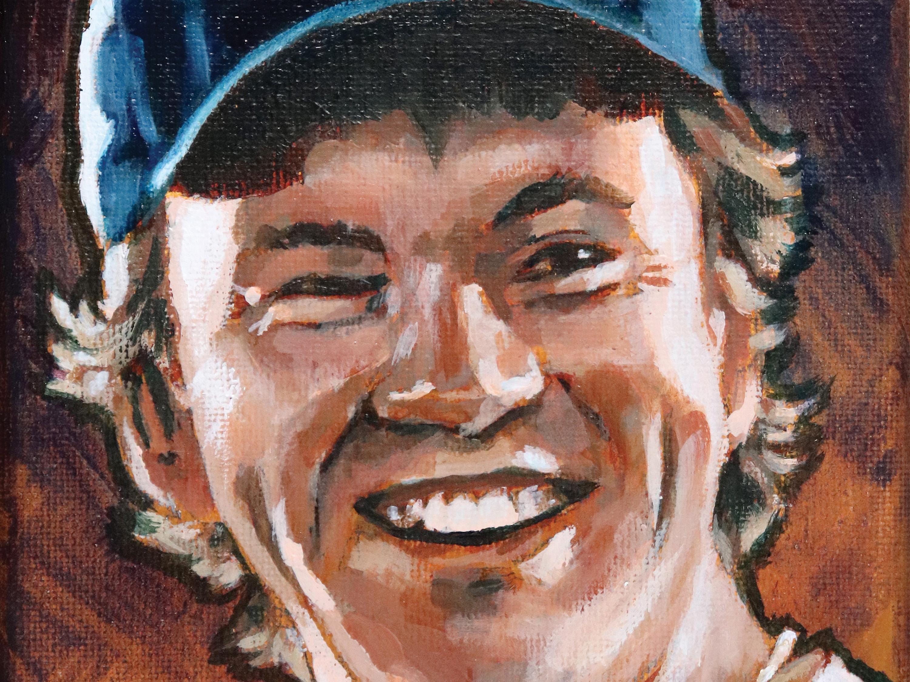 Nuke LaLoosh Bull Durham Tim Robbins • baseball original acrylic painting on canvas 5x7
