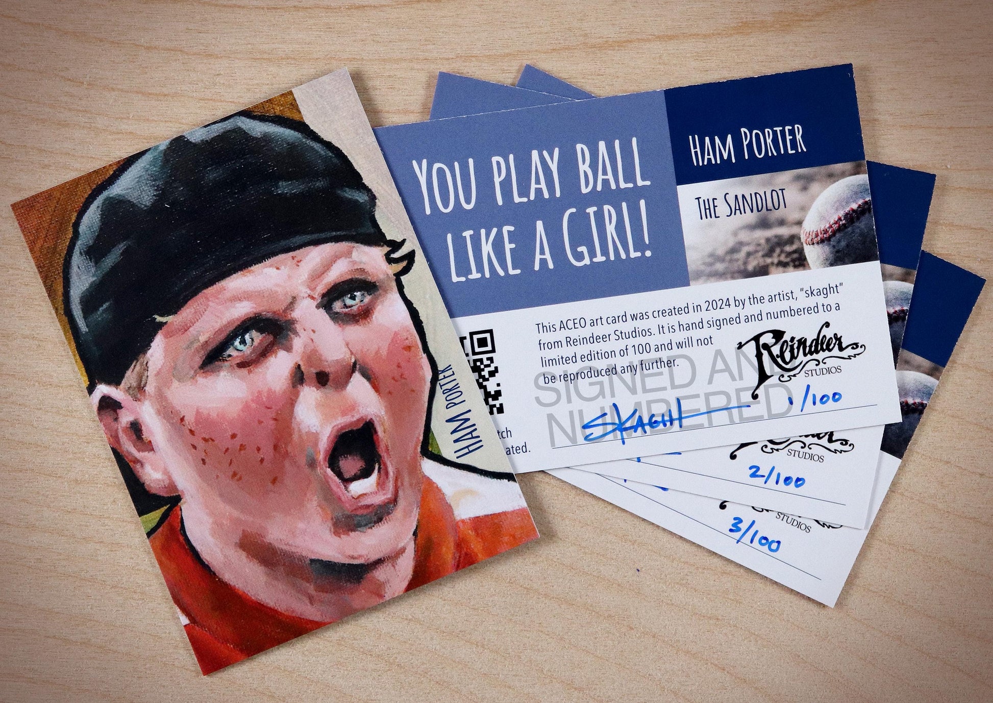 The Sandlot Ham Porter Patrick Renna ACEO Limited Edition Baseball Art Card