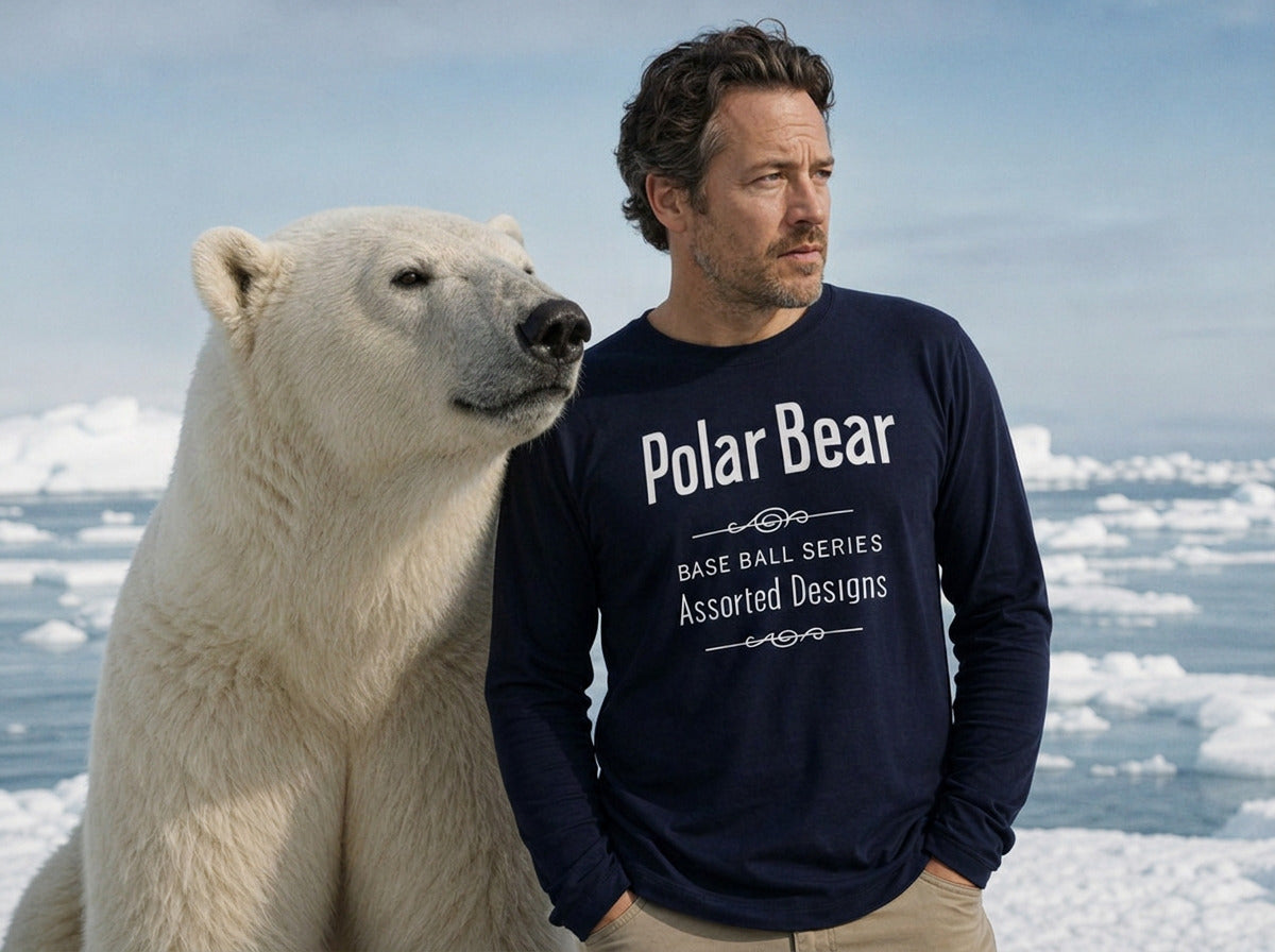 Polar Bear Back T206 Baseball Vintage Logo Long Sleeve T-shirt