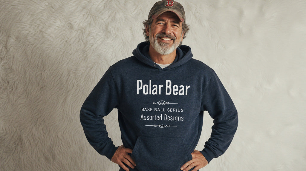 Polar Bear Back T206 Baseball Vintage Logo Pullover Hoodie