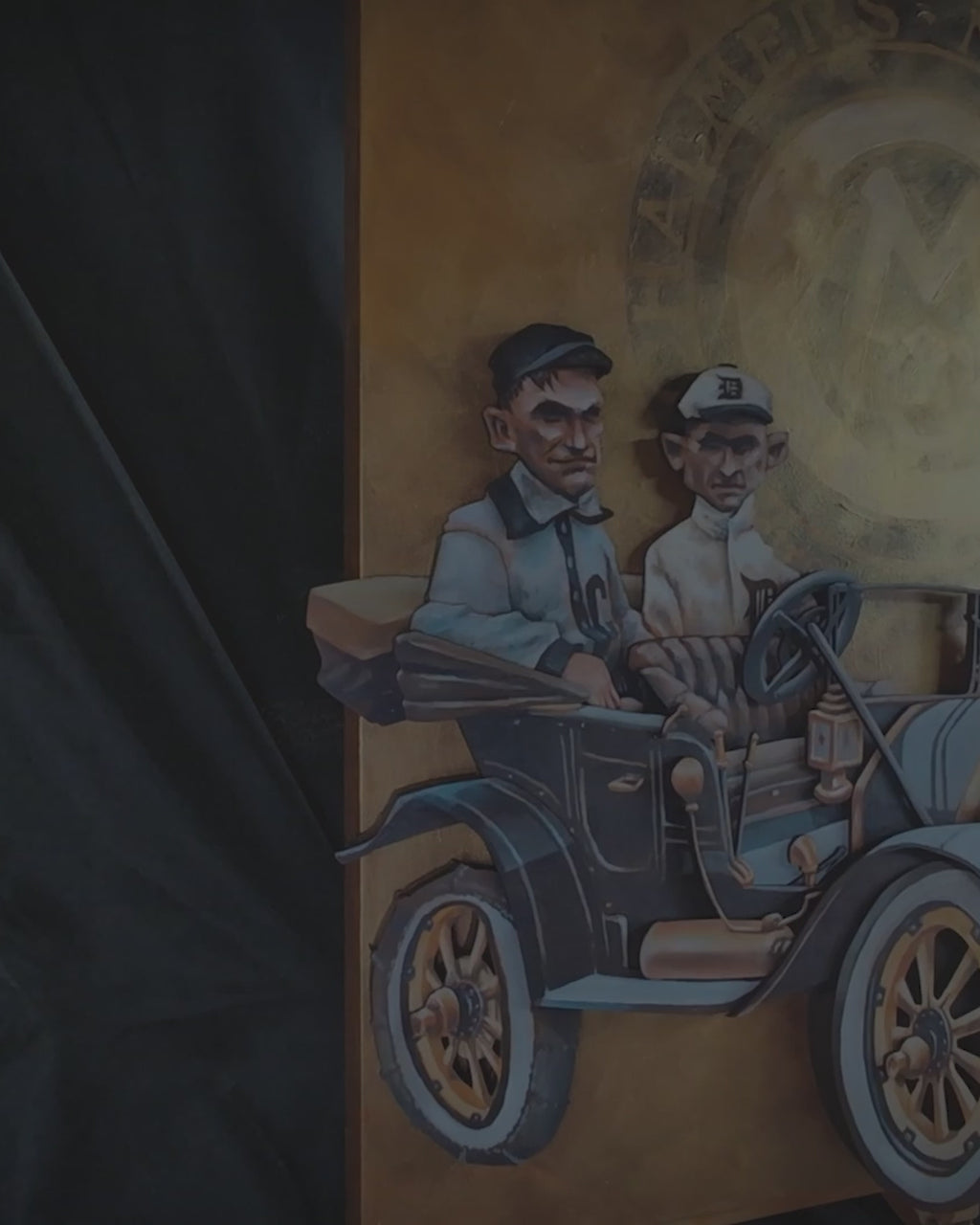 Ty Cobb Nap Lajoie Chalmers Race • ORIGINAL PARALLAX PAINTING 18"x24"